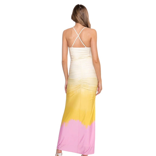 Delia Sunset Ruched Maxi Dress
