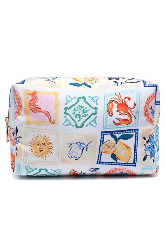 Coastal Postcard and Mediterranean Escape Cosmetic Bag