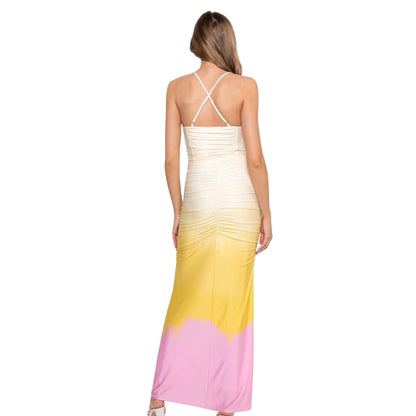 Delia Sunset Ruched Maxi Dress