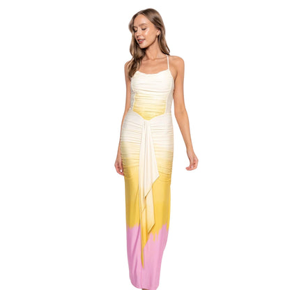 Delia Sunset Ruched Maxi Dress