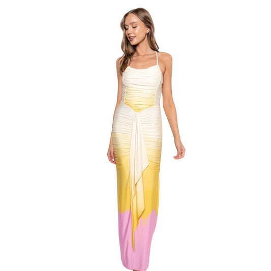 Delia Sunset Ruched Maxi Dress