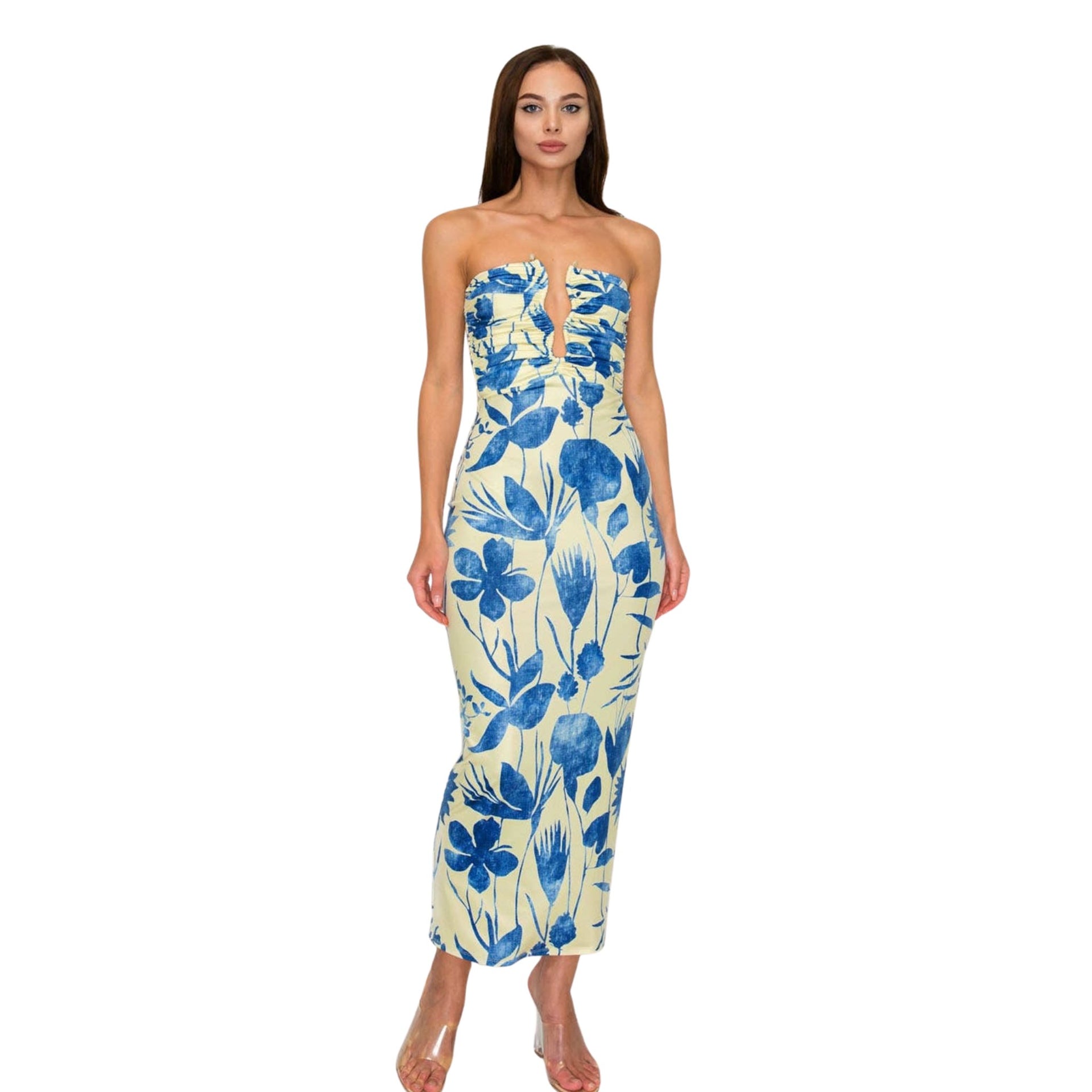 knee length dresses for ladies Baltic Born Womens Amalfi Midi Dress | Lemon Print main image 0