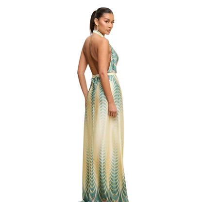 Oceana Tides Halter Maxi Dress